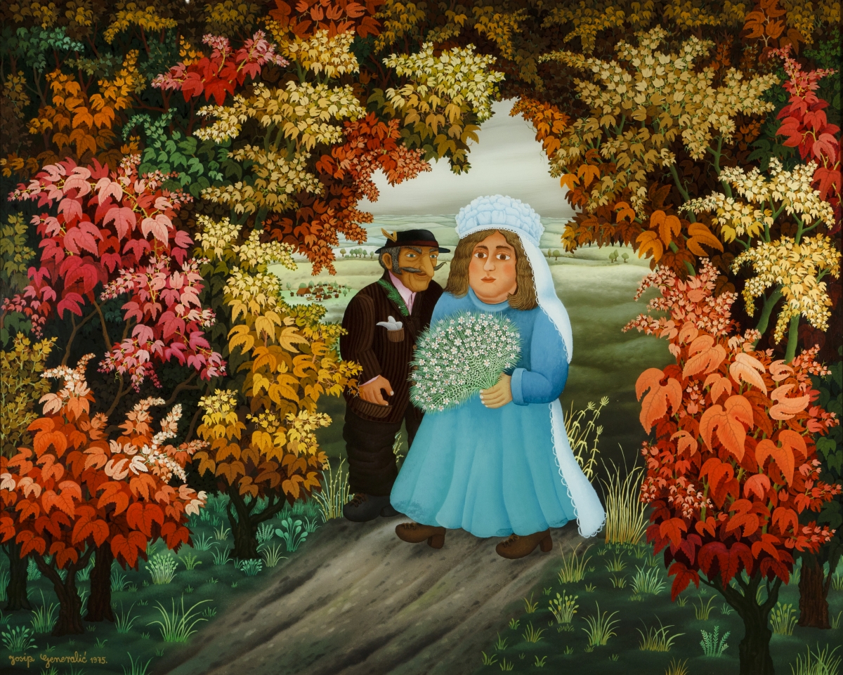 Josip Generalić Vjenčanje 150x120cm Ulje na staklu 1975